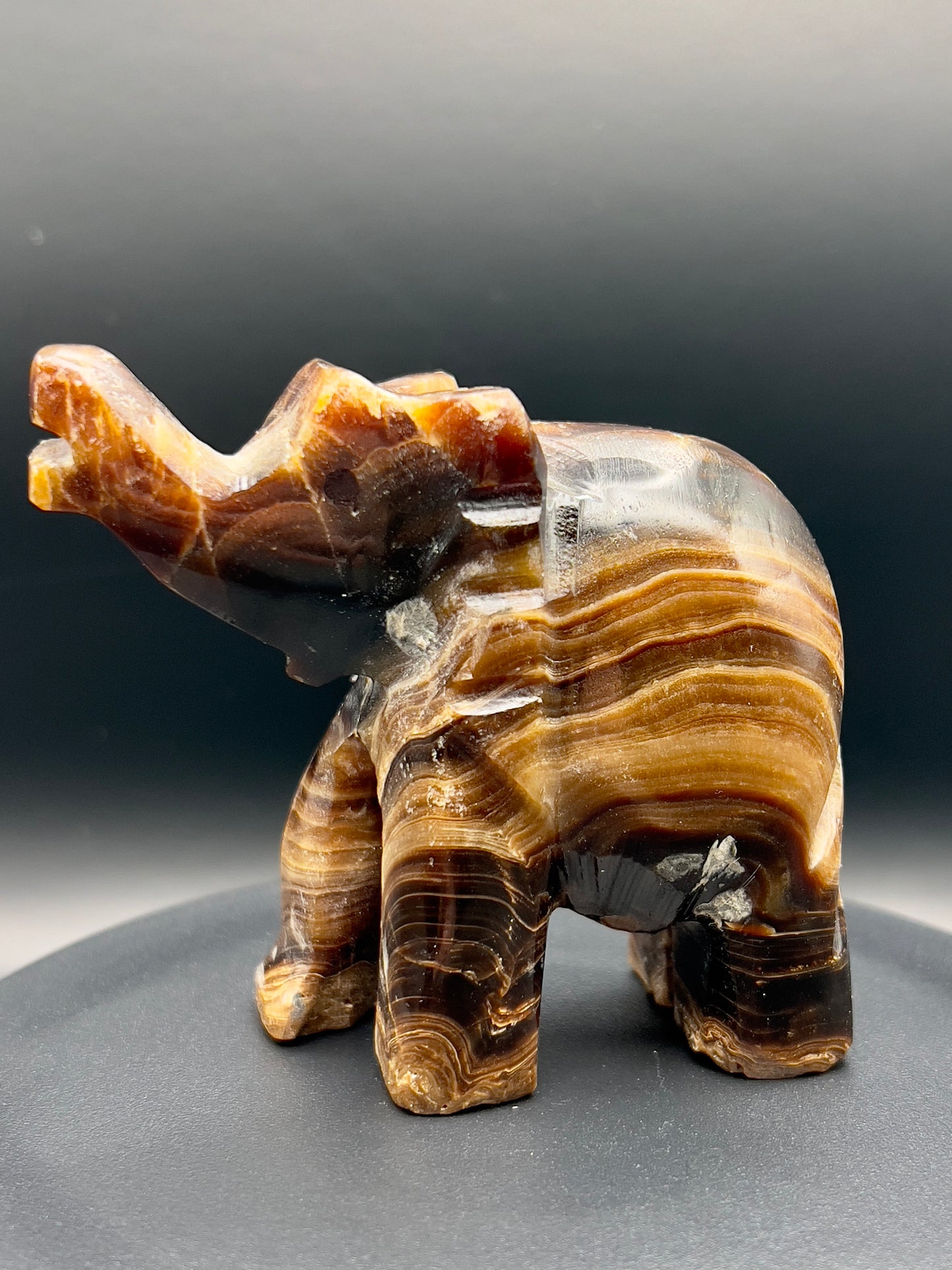 Chocolate Calcite Elephant Carving