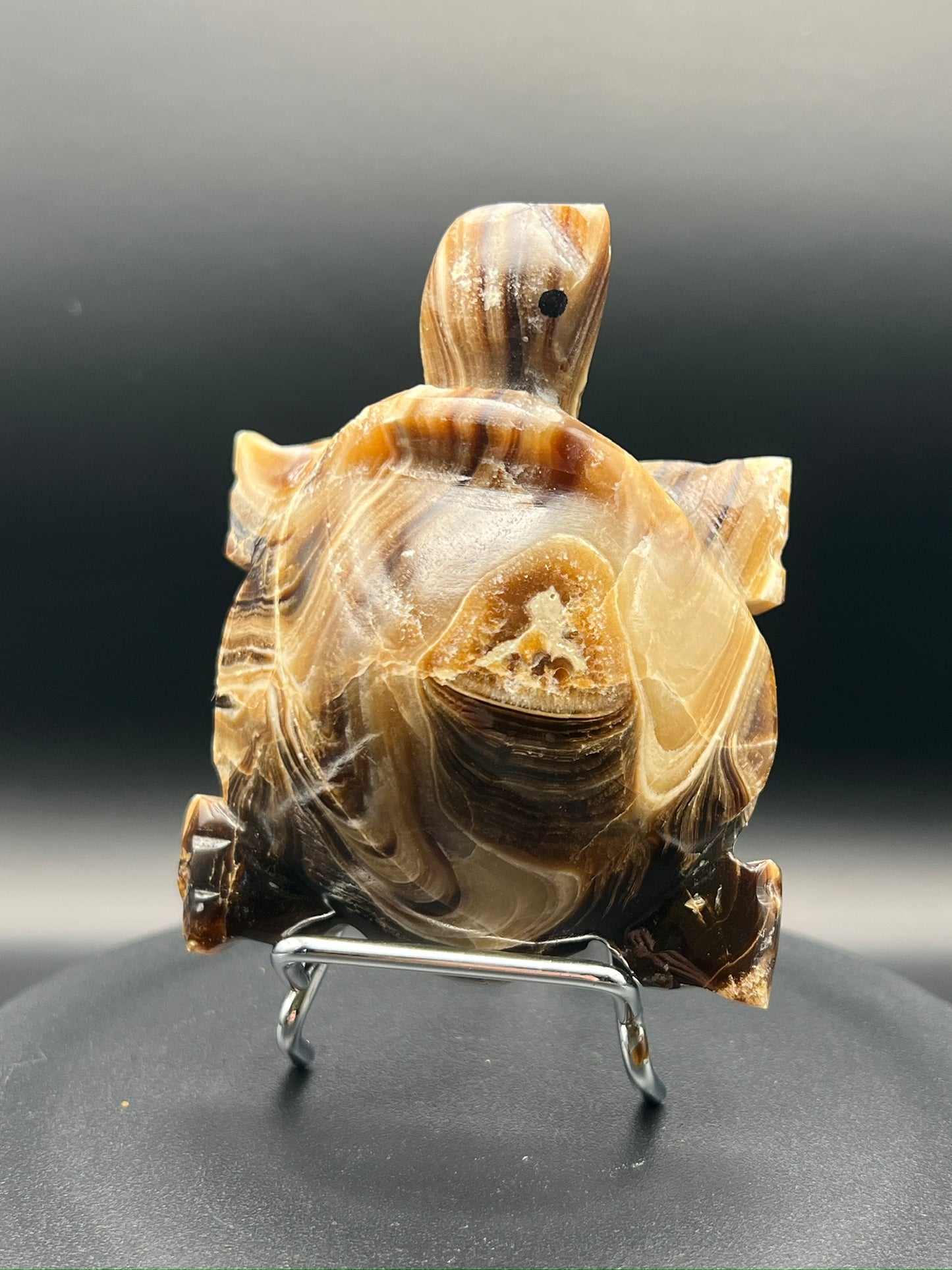 Chocolate Calcite Turtle Carving
