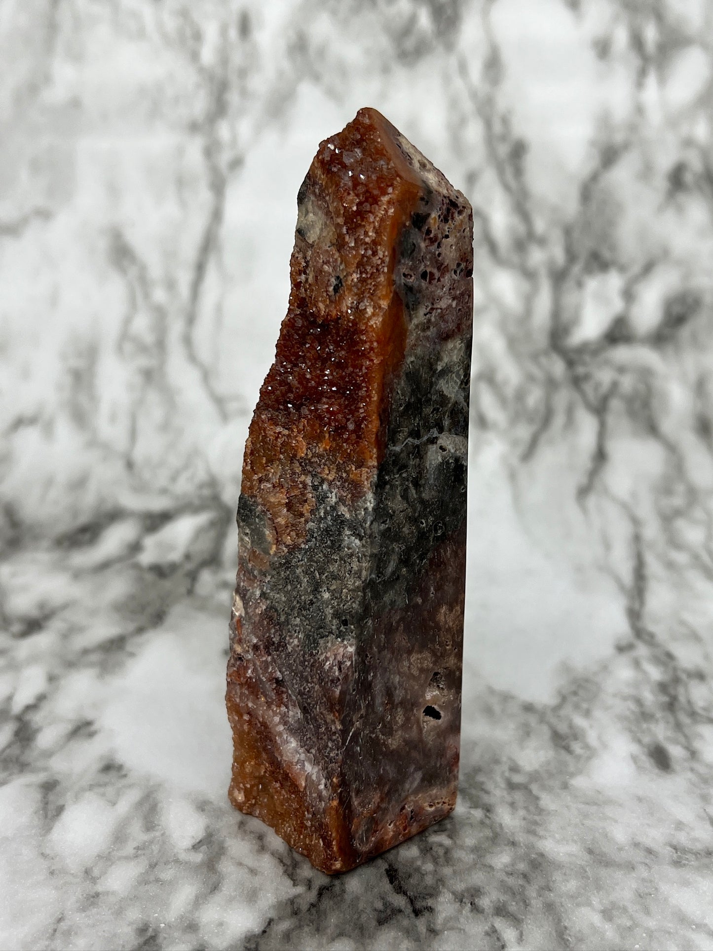 Red Druzy Sphalerite & Quartz Tower