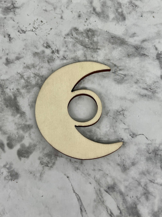 Wooden Crescent Moon Sphere Holder