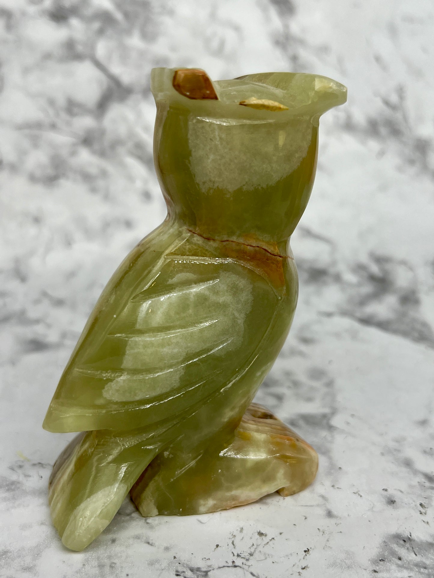 Green Onyx Owl Carving