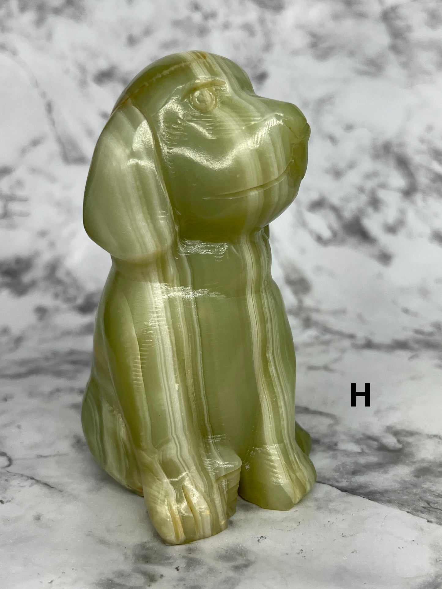 Green Onyx Dog Carving