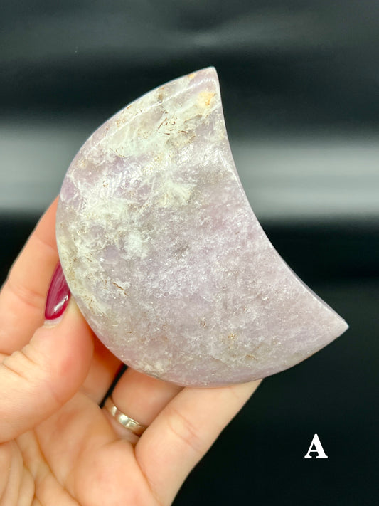 Lepidolite Moon Carving