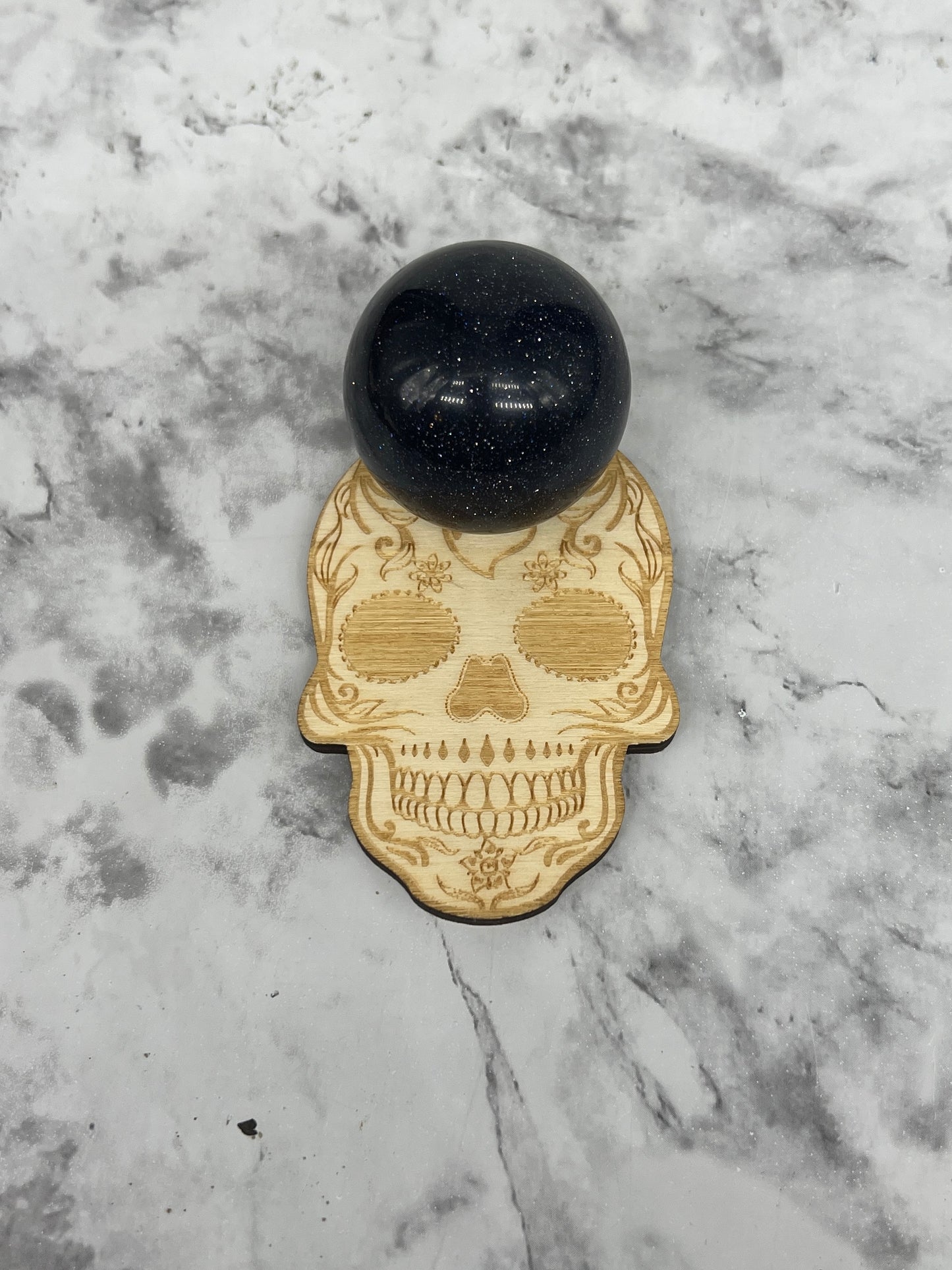 Wooden Sugar Skull Sphere Holder