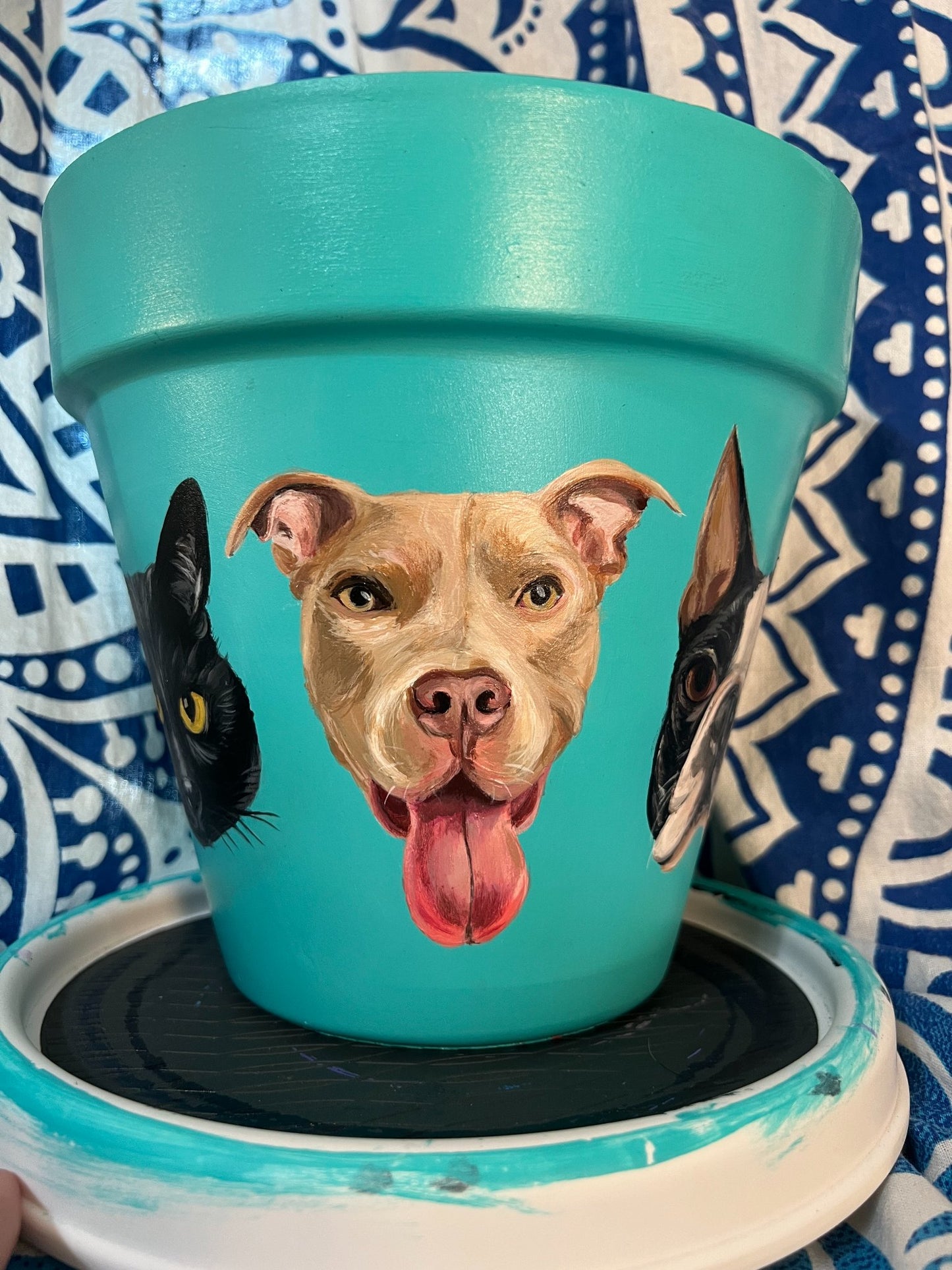 Custom Pet Portrait Hand-Painted Pot