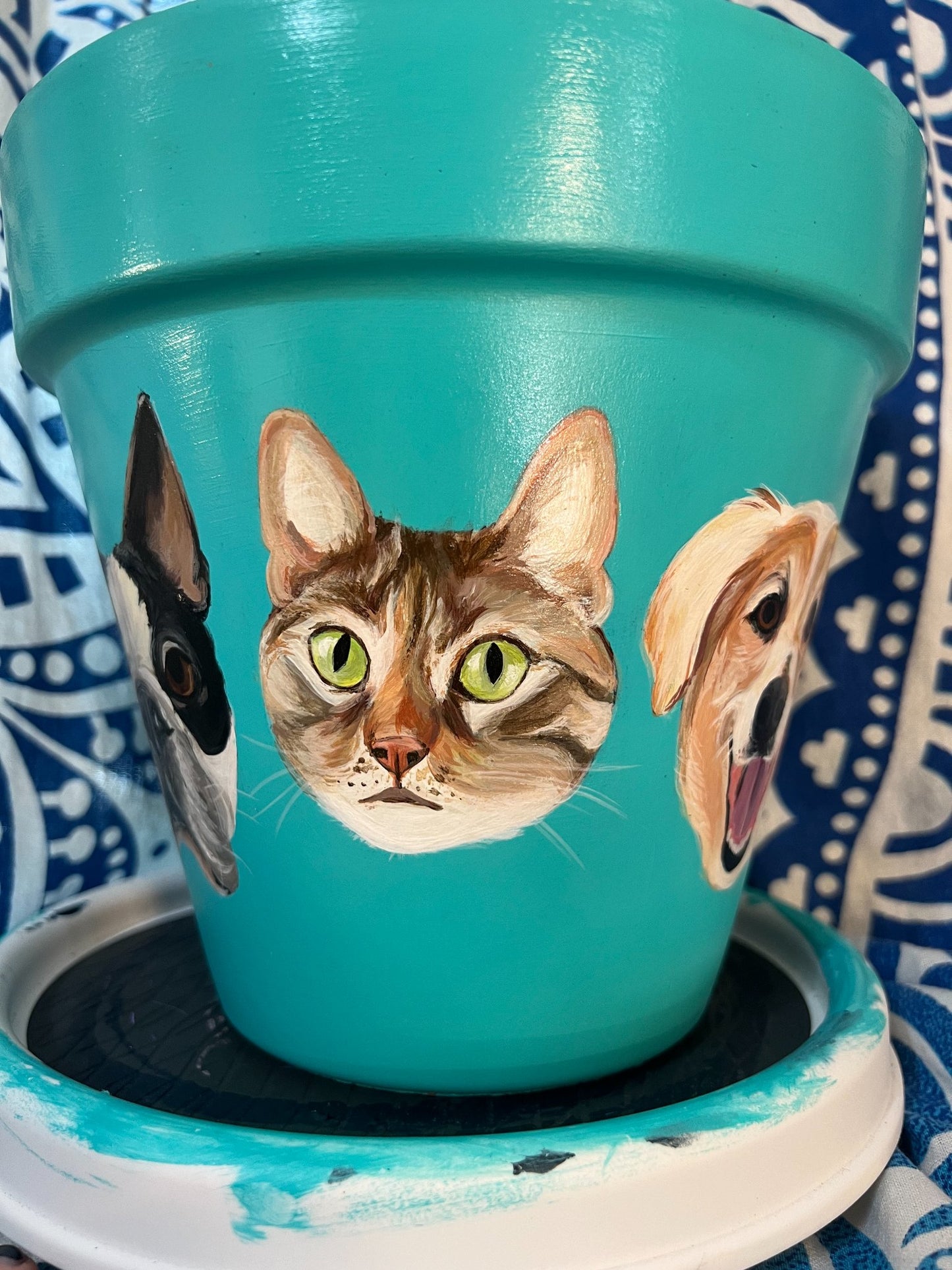 Custom Pet Portrait Hand-Painted Pot