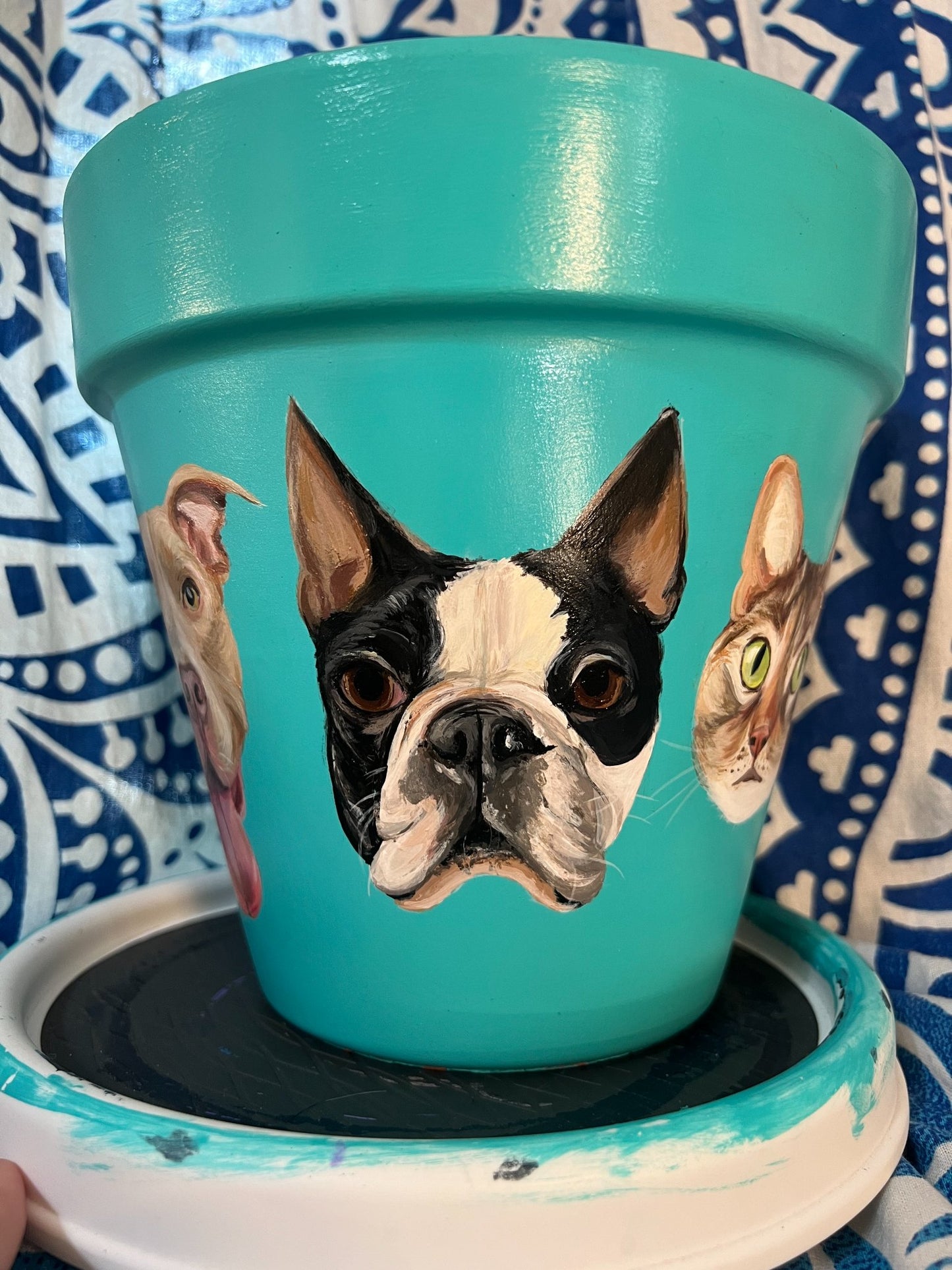 Custom Pet Portrait Hand-Painted Pot