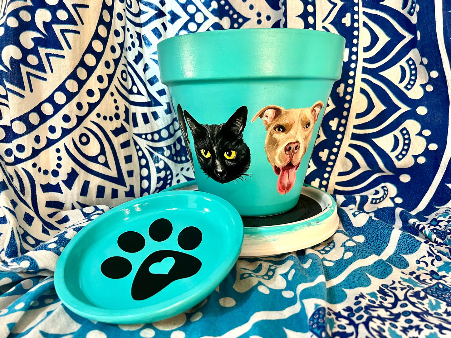 Custom Pet Portrait Hand-Painted Pot