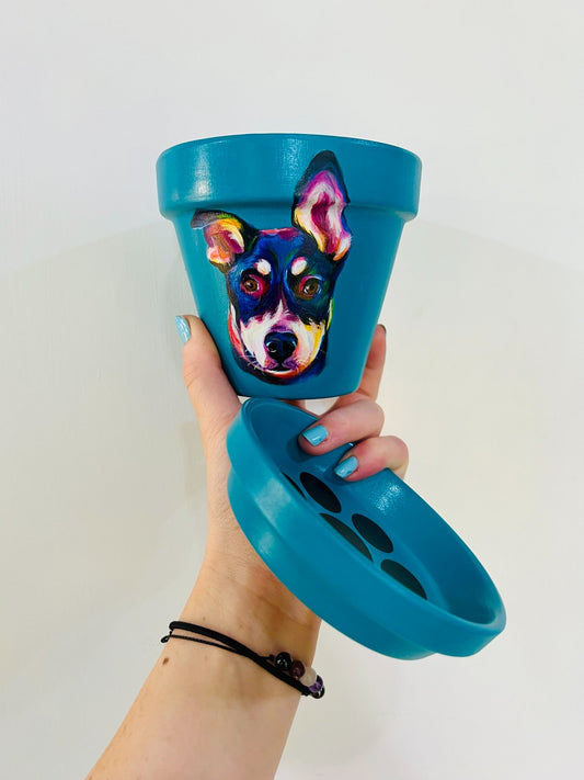 Custom Pet Portrait Hand-Painted Pot