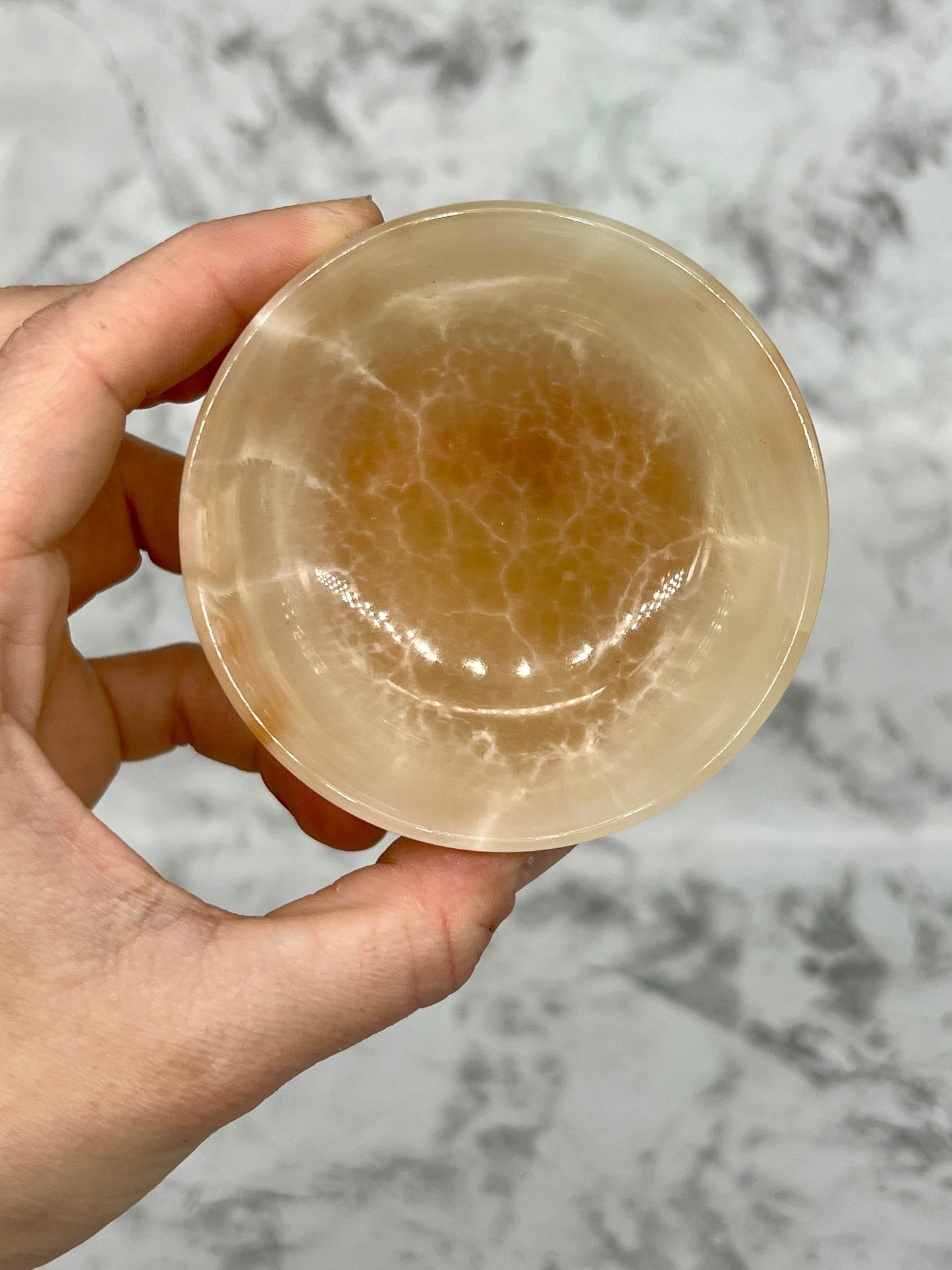 Honey Calcite Mini Bowl / Carving