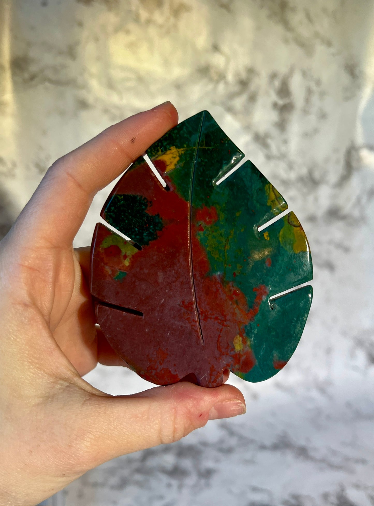 Ocean Jasper Leaf Carving