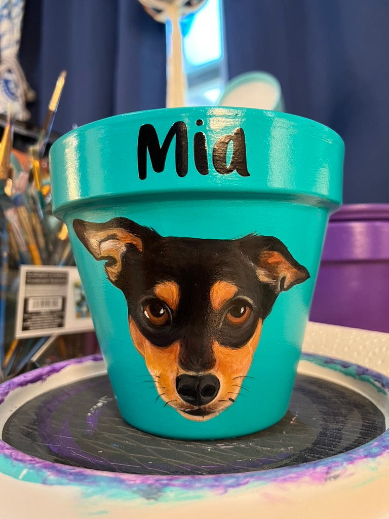 Custom Pet Portrait Hand-Painted Pot