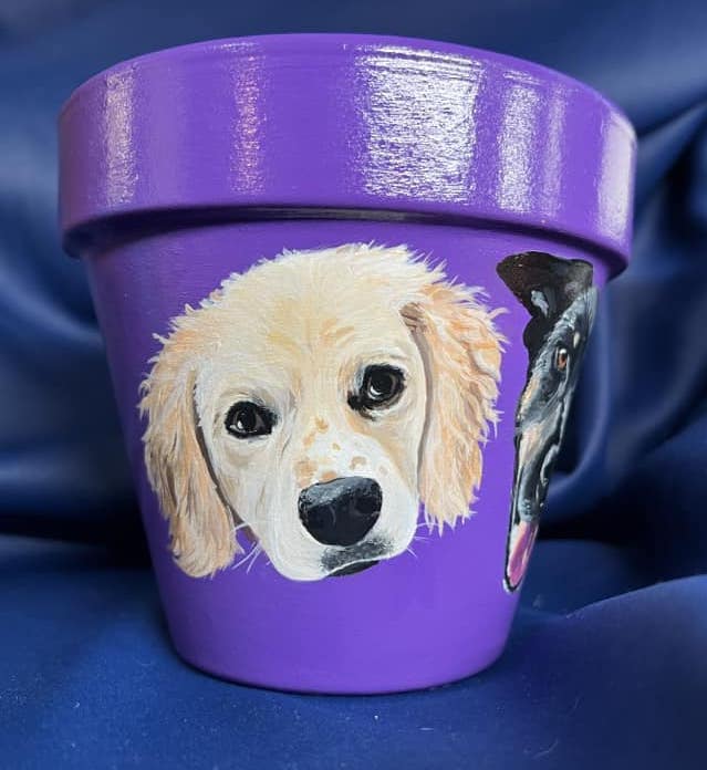 Custom Pet Portrait Hand-Painted Pot