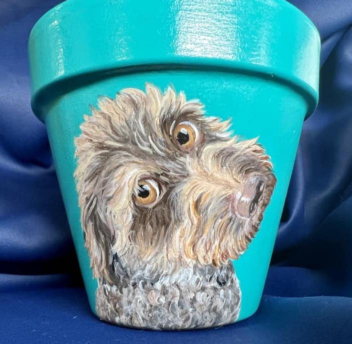 Custom Pet Portrait Hand-Painted Pot