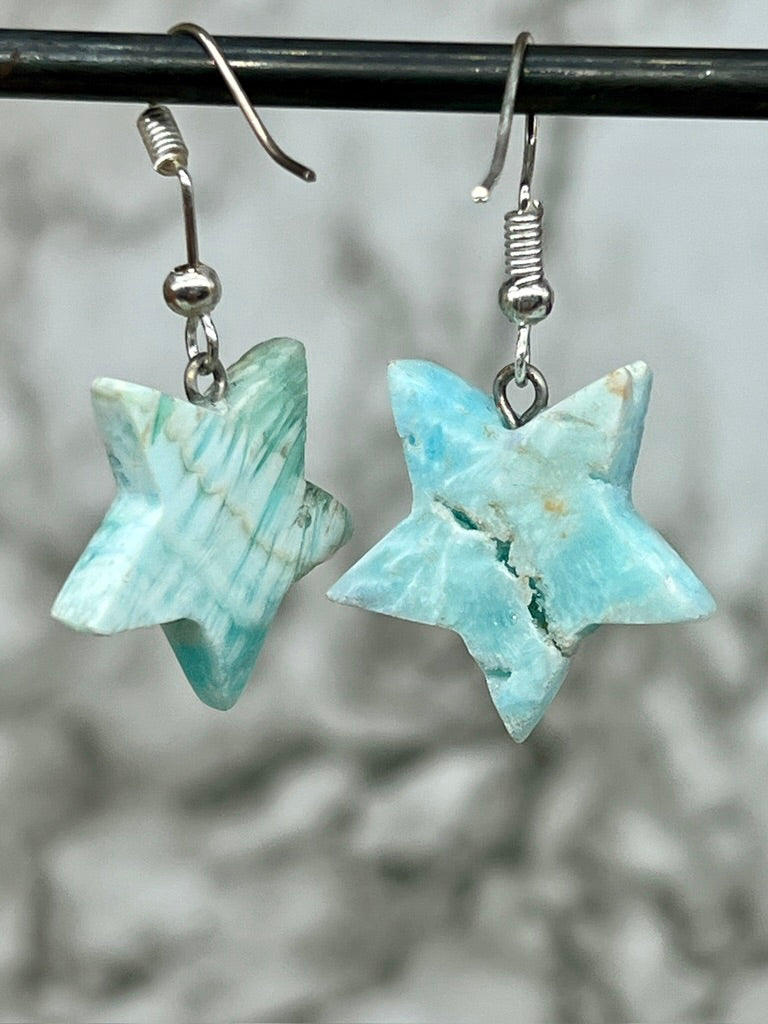 Blue Aragonite Star Earrings