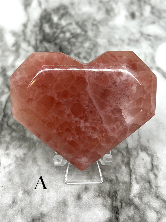 Rose Calcite Faceted Heart