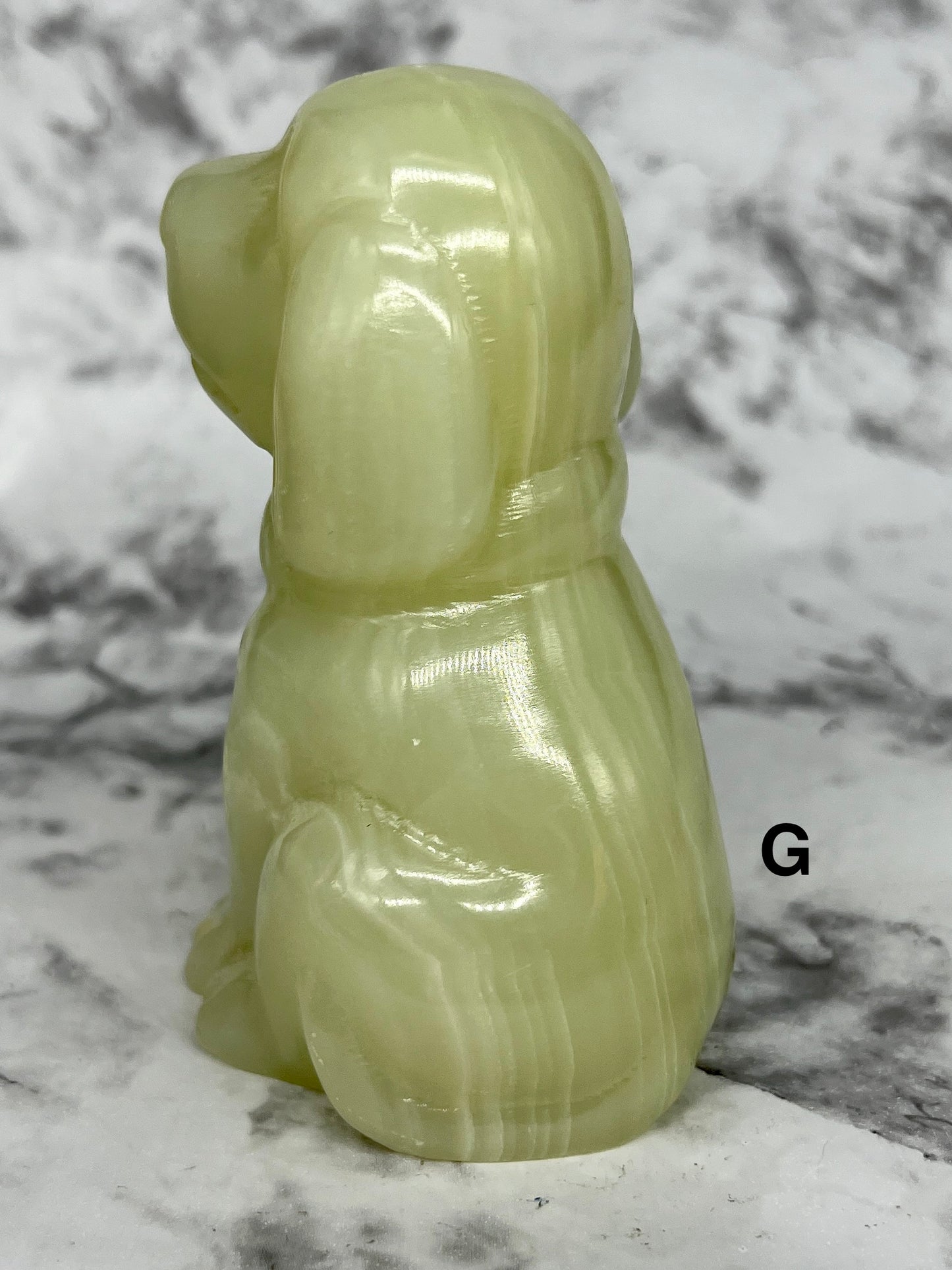 Green Onyx Dog Carving