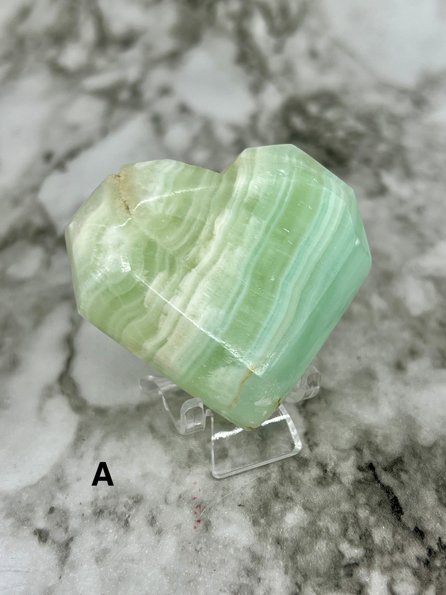 Aqua Caribbean Faceted Calcite Heart