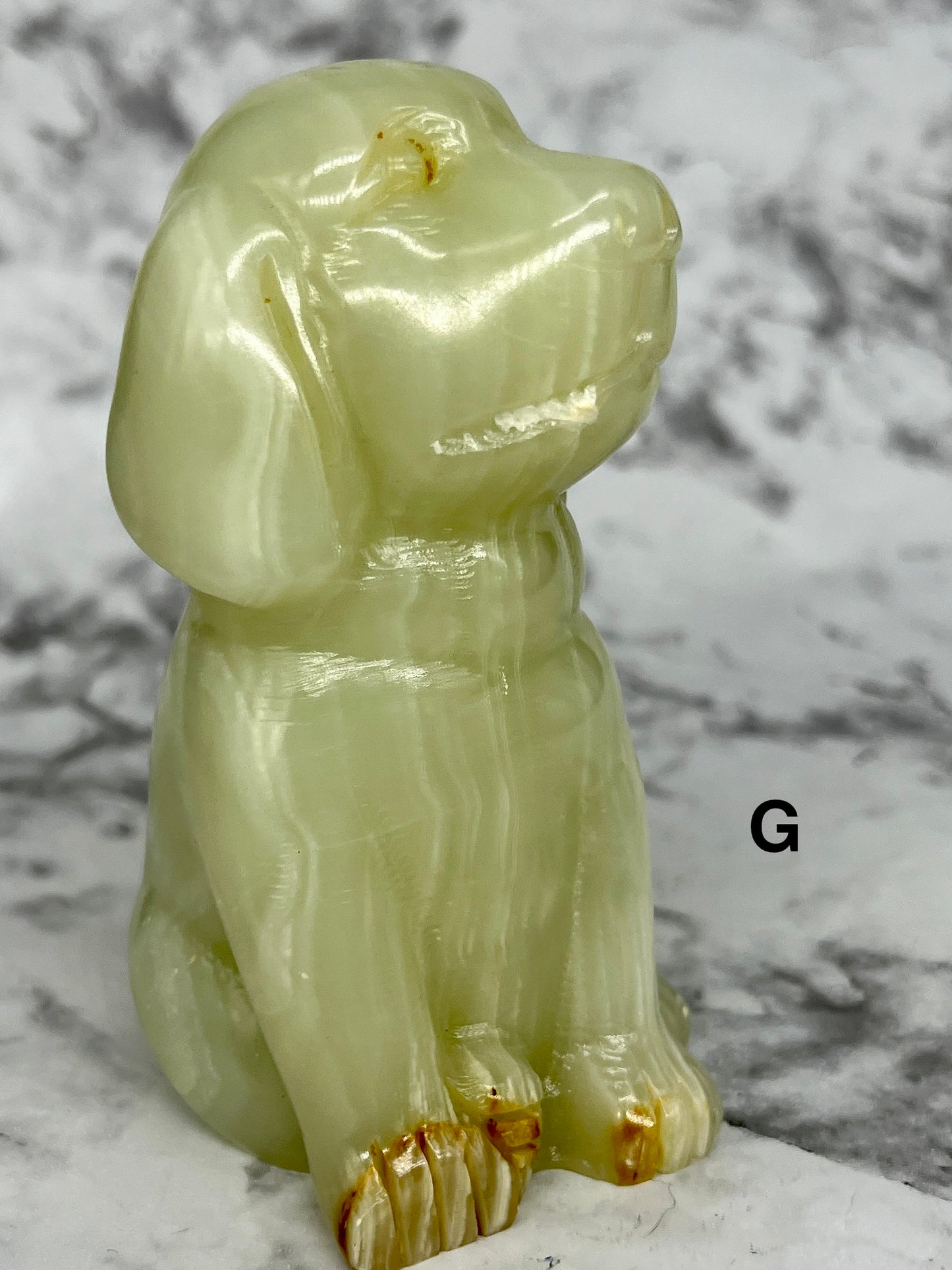 Green Onyx Dog Carving