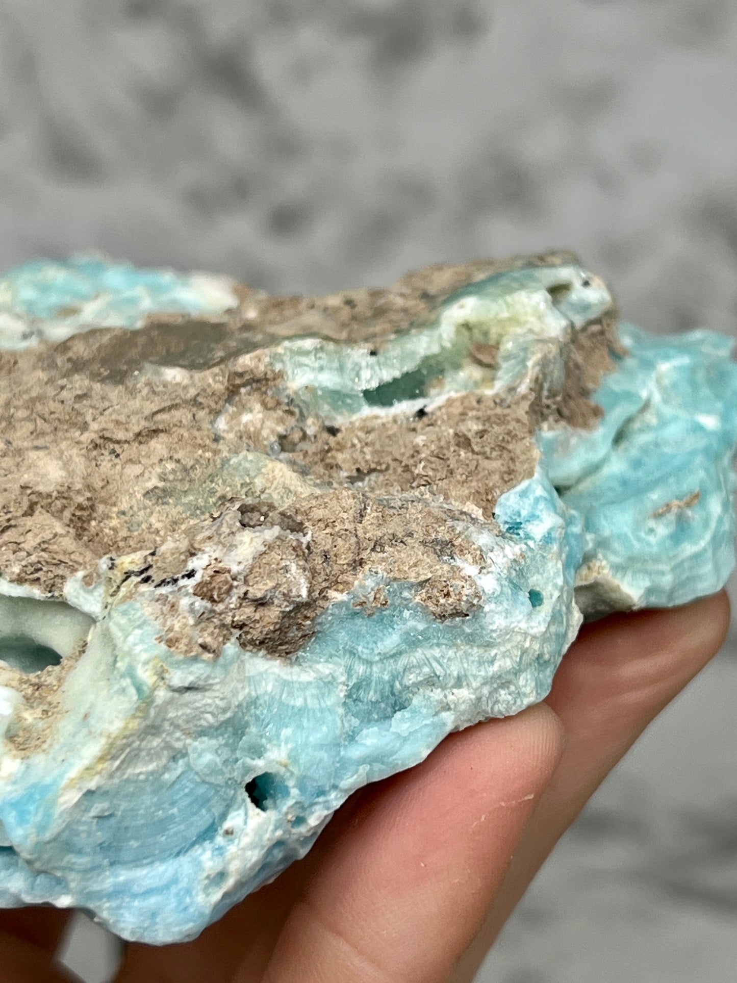 Blue Aragonite Specimen with Druzy Small Pockets