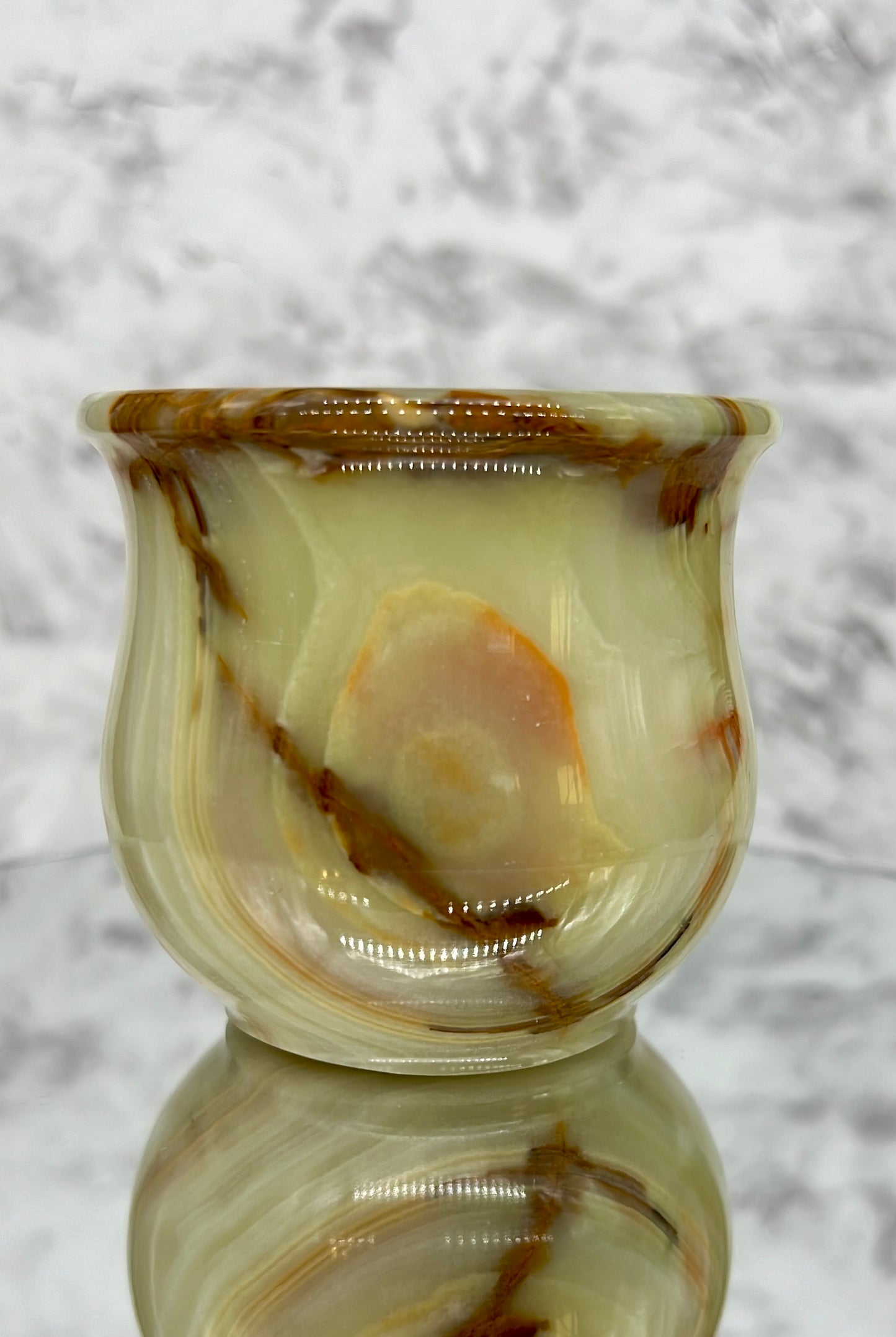 Green Onyx Cup/Pot Carving