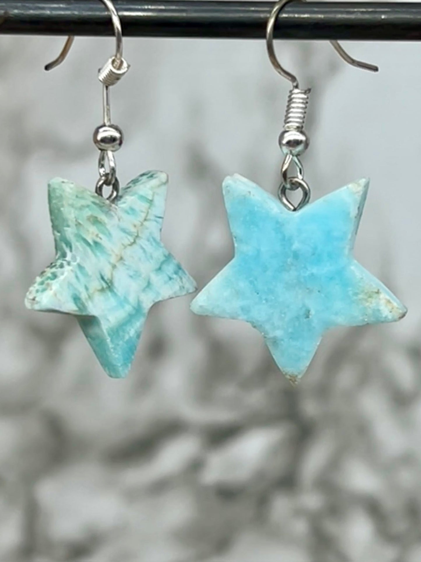 Blue Aragonite Star Earrings