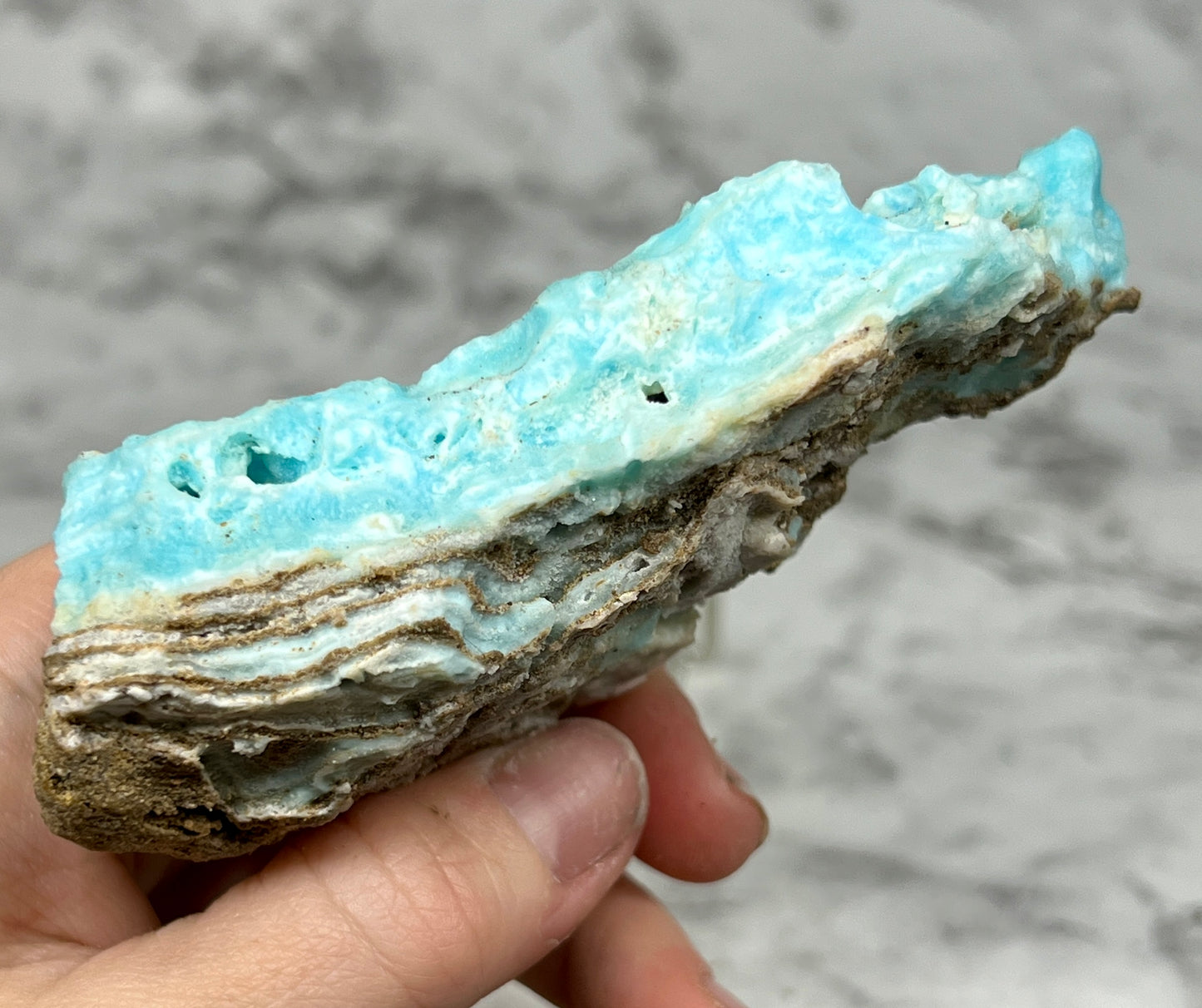 Blue Aragonite Specimen with a Druzy Cave