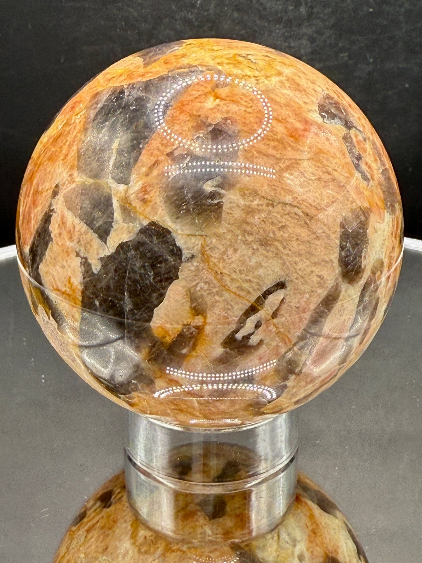Orange Moonstone and Smokey Quartz Sphere