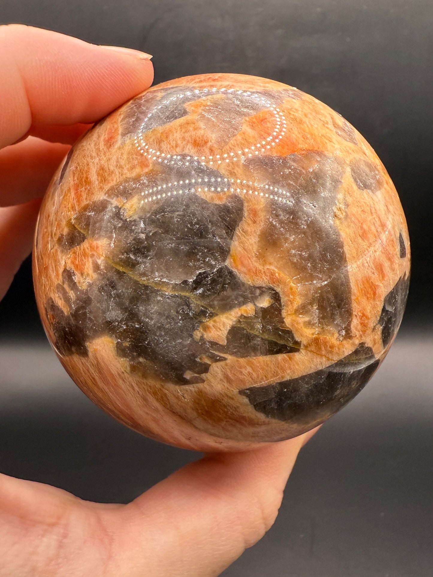 Orange Moonstone and Smokey Quartz Sphere