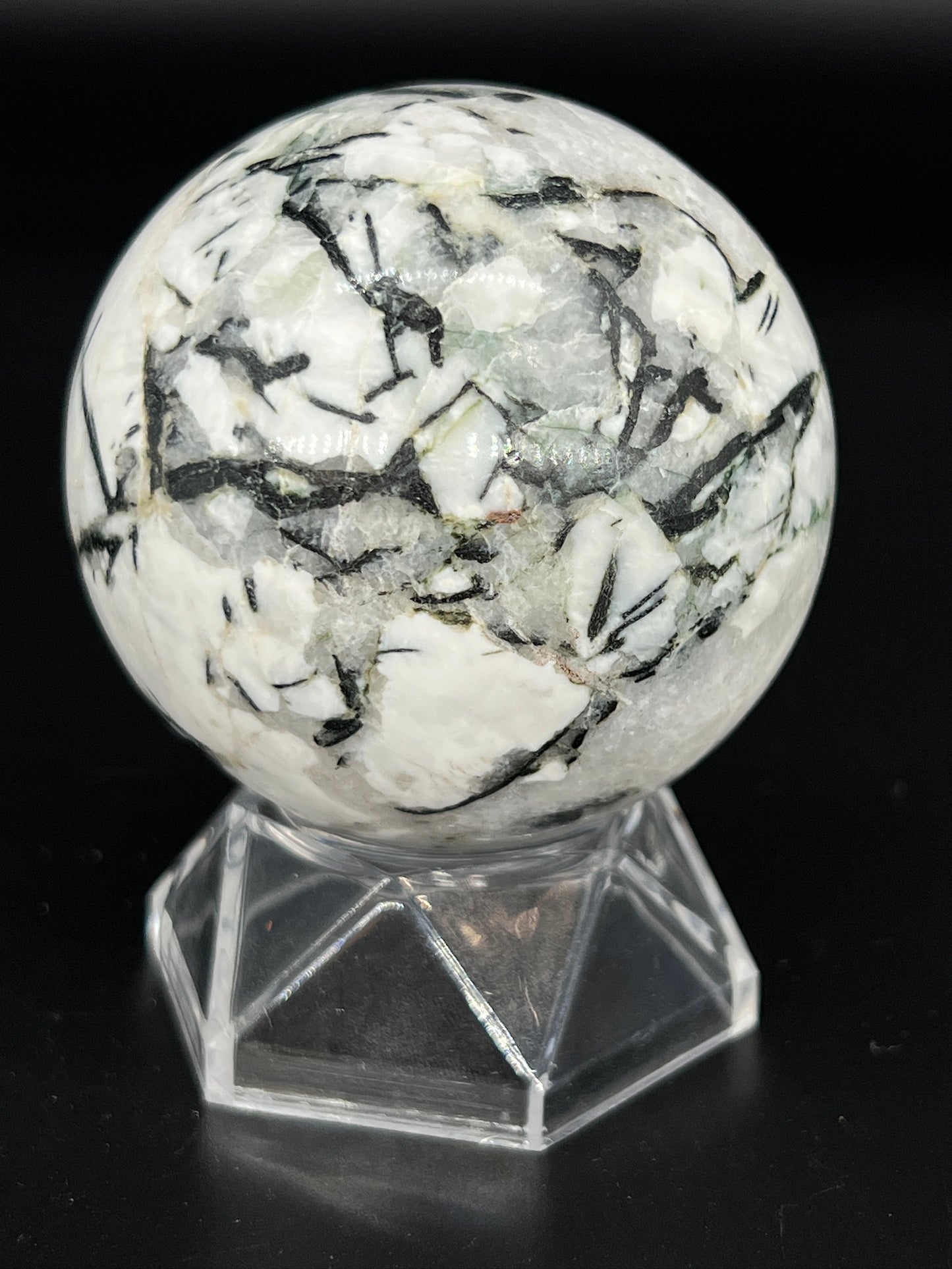 Black Tourmaline with Albite Sphere