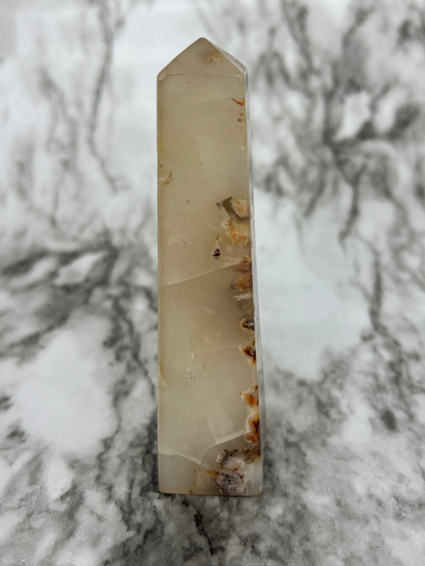 Sakura Plume Agate Tower