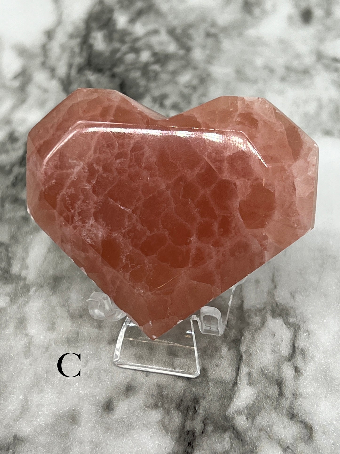 Rose Calcite Faceted Heart