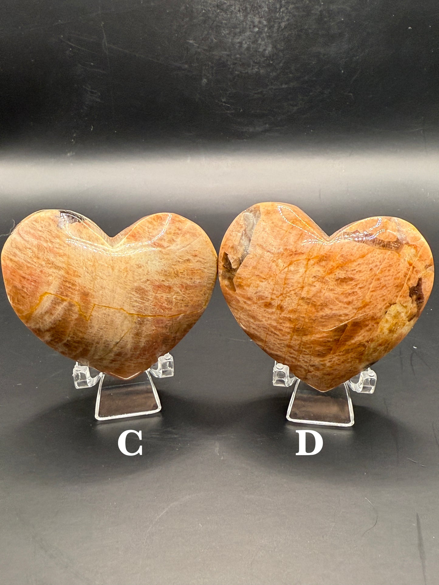 Orange Moonstone and Smokey Quartz Heart