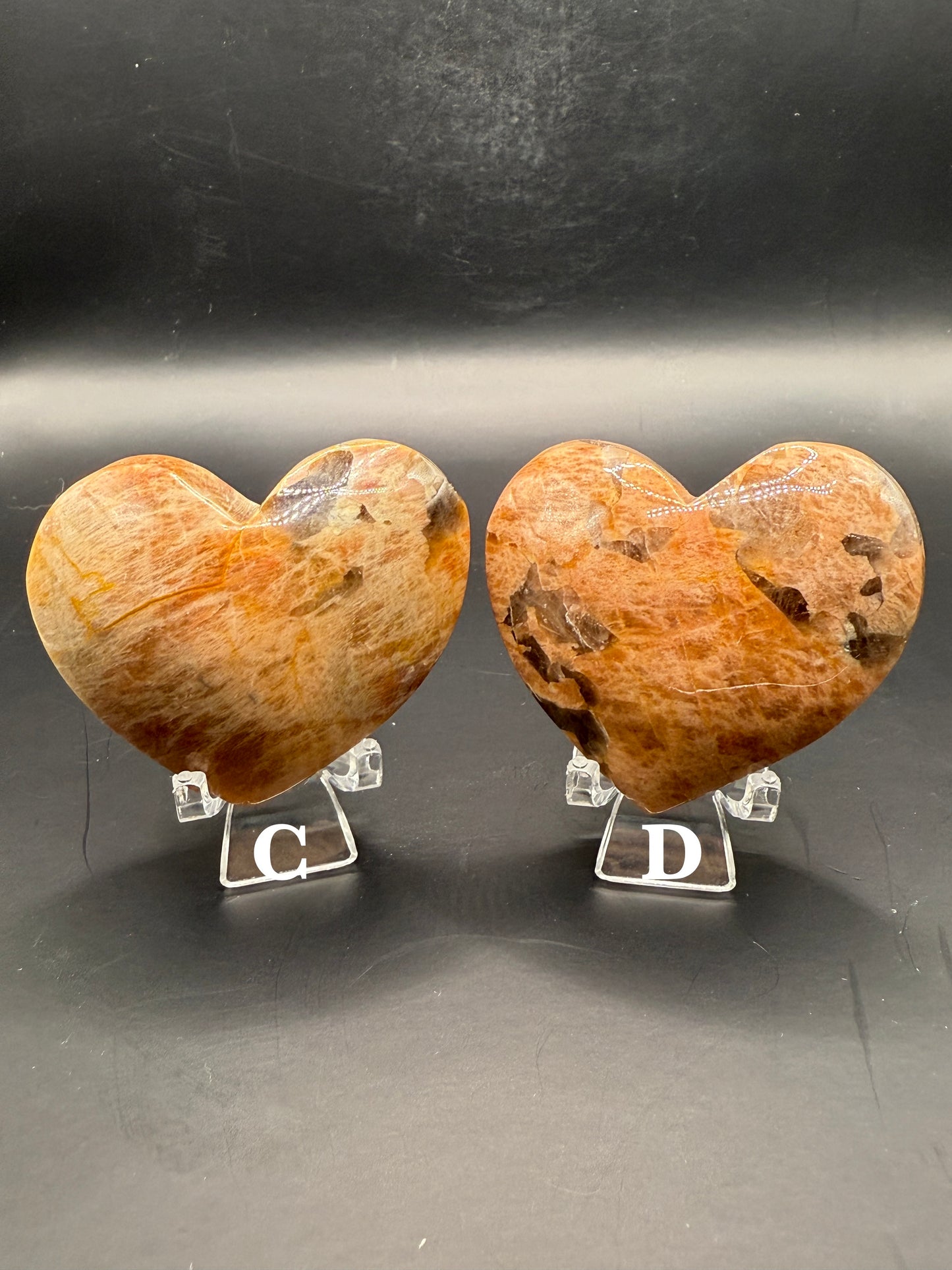 Orange Moonstone and Smokey Quartz Heart
