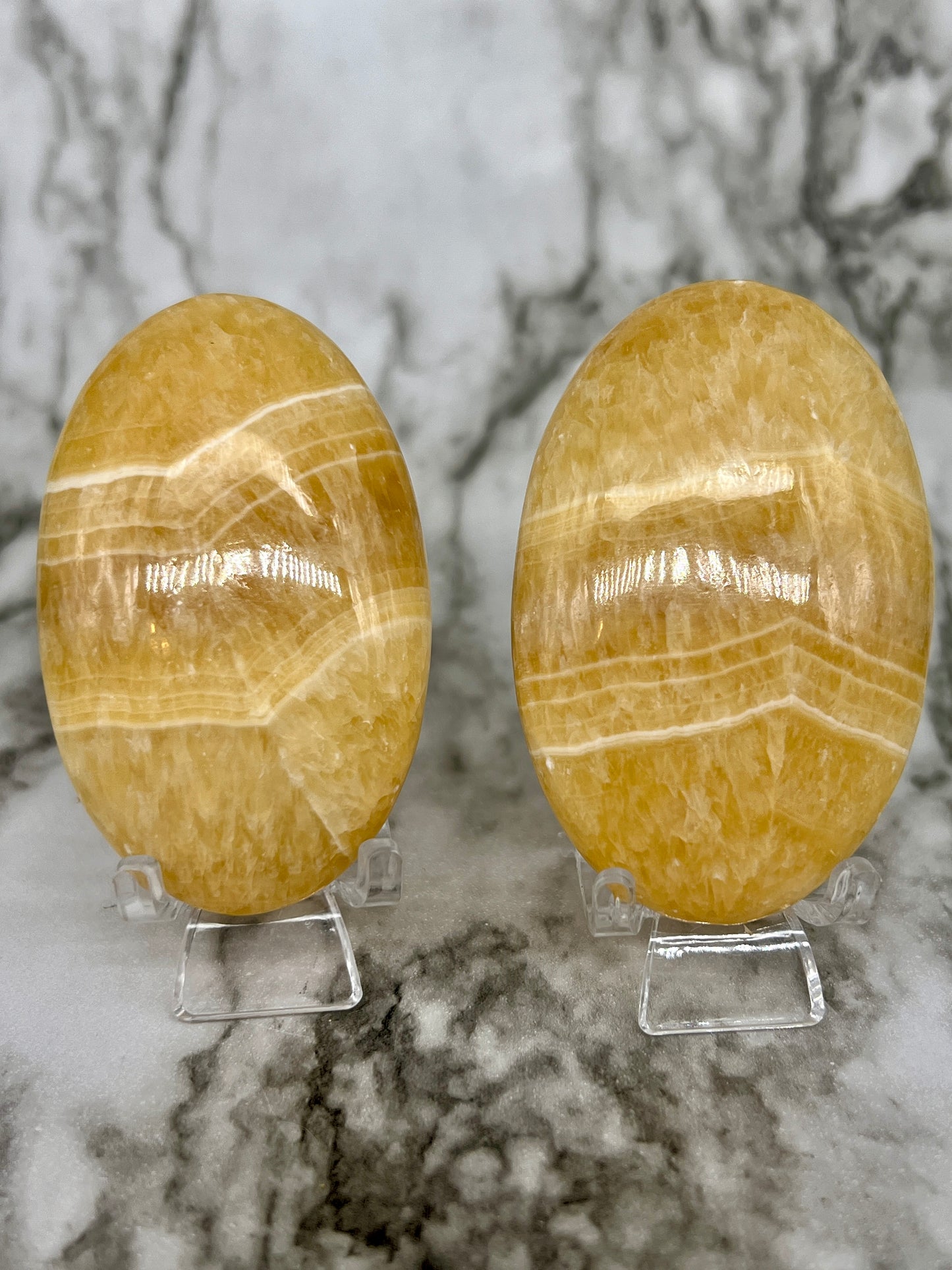 Orange Calcite Palm Stone