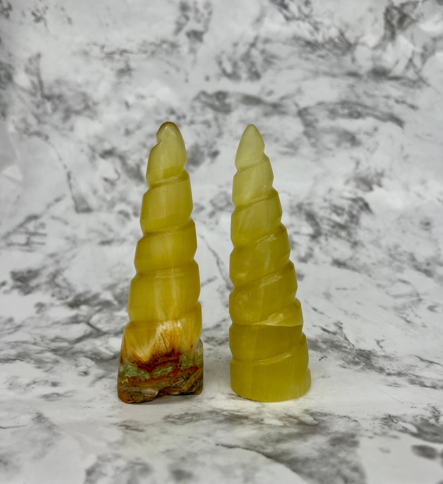 Lemon Calcite Flame / Unicorn Horn Carving