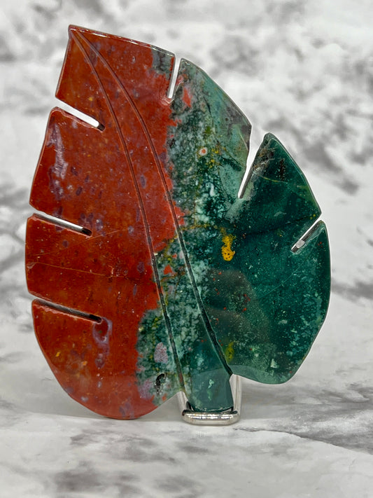 Ocean Jasper Leaf Carving