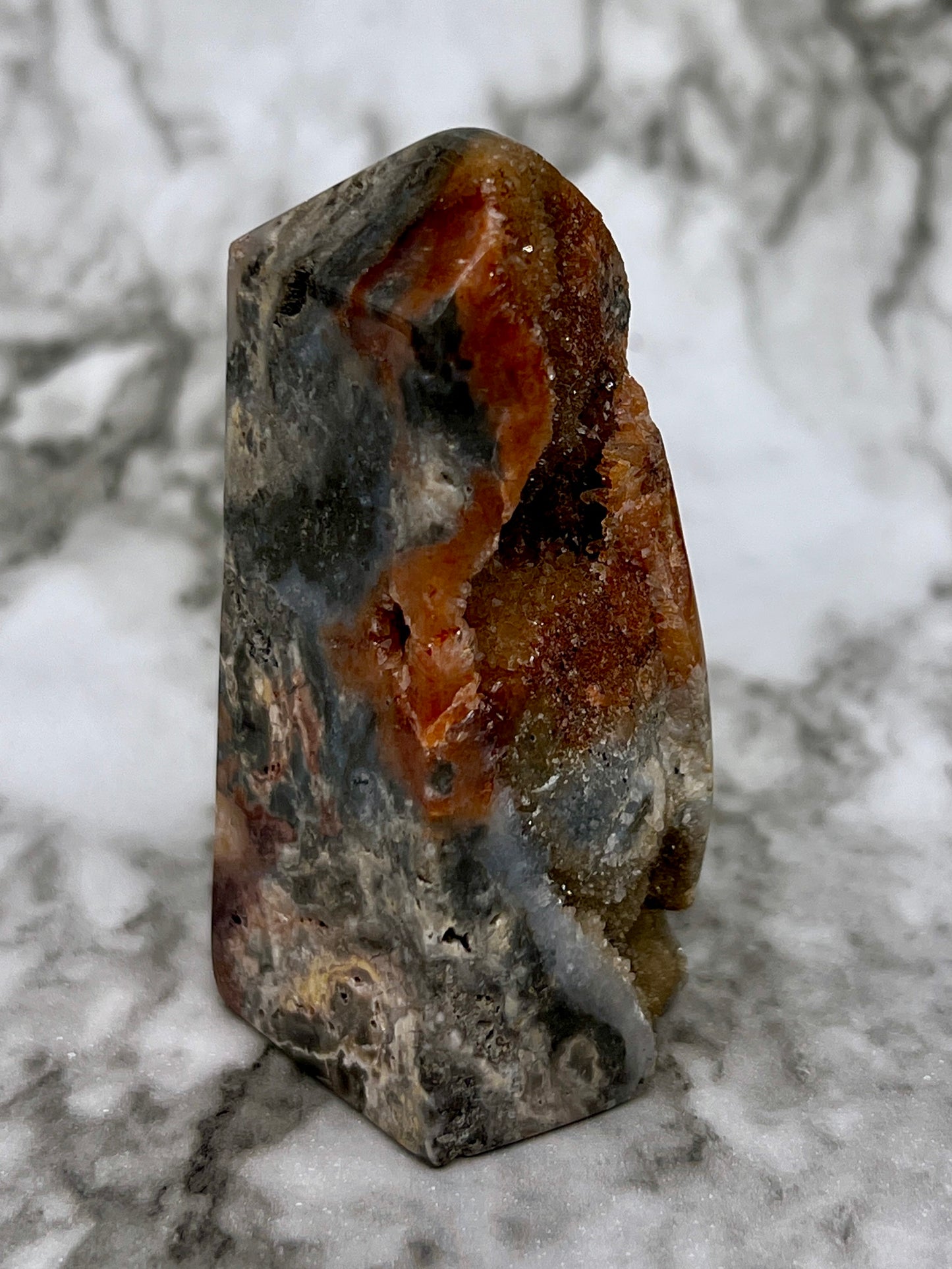 Red Druzy Sphalerite & Quartz Tower