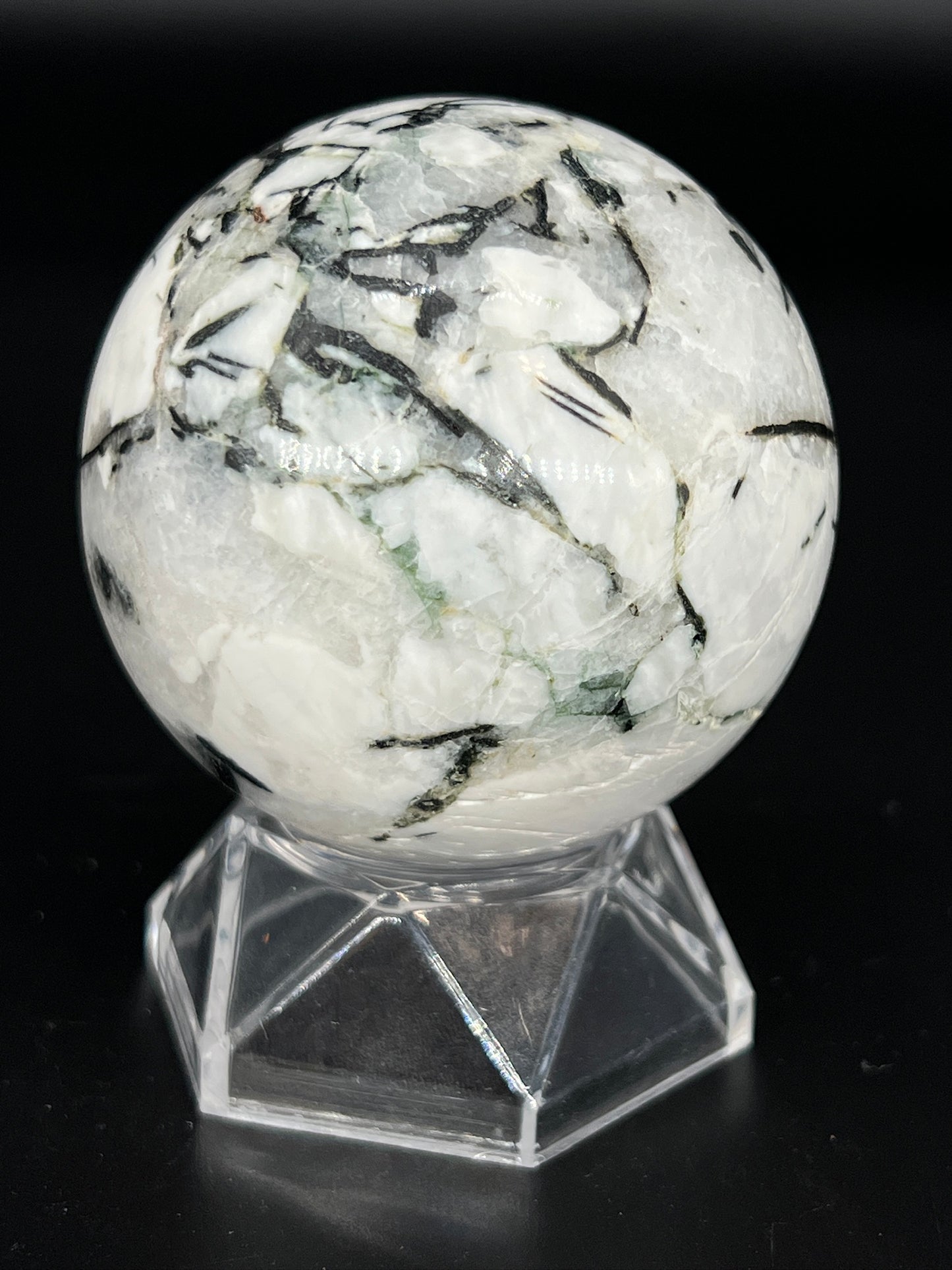 Black Tourmaline with Albite Sphere