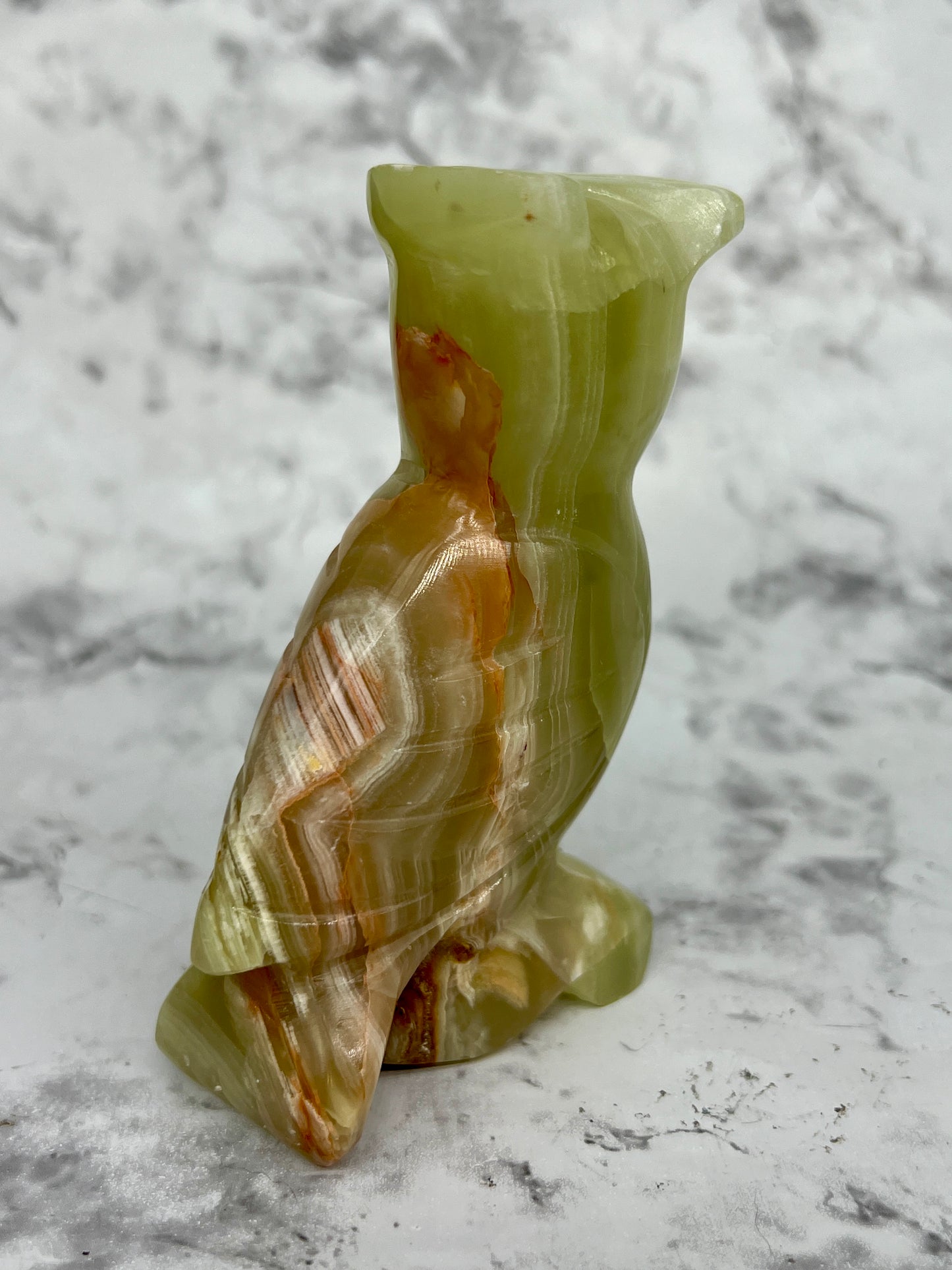 Green Onyx Owl Carving