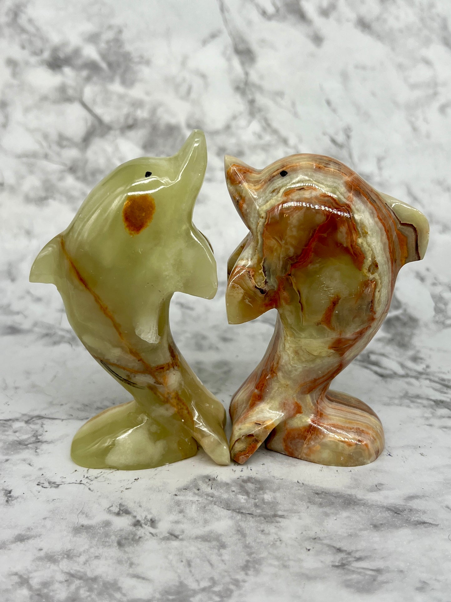 Green Onyx Dolphin Carving