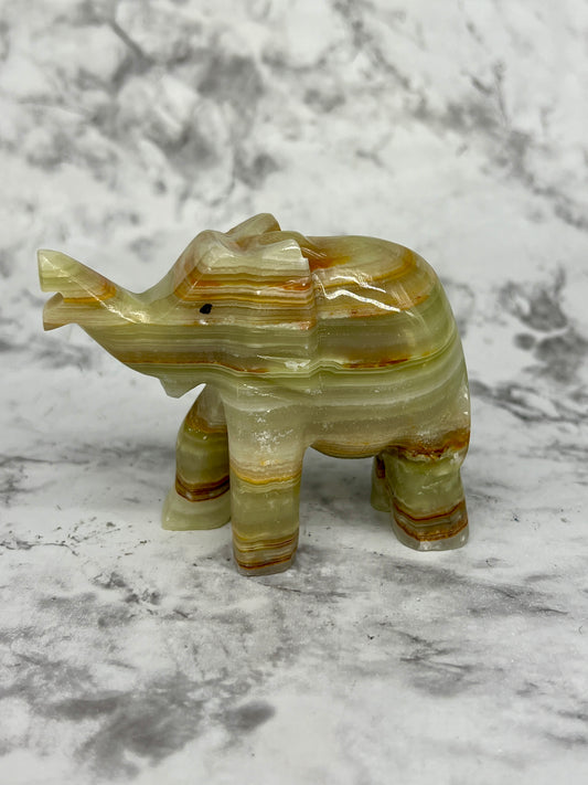 Green Onyx Elephant Carving