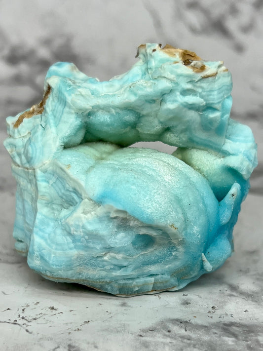 Blue Aragonite Specimen with a Druzy Cave