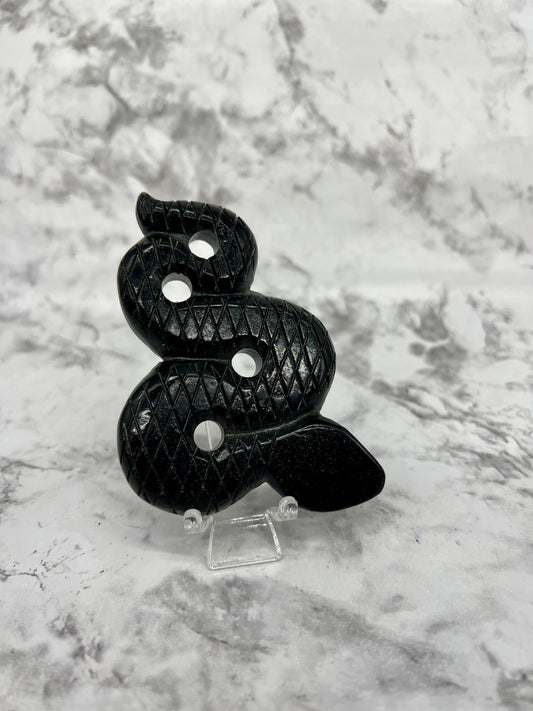 Black Jade Snake Carving