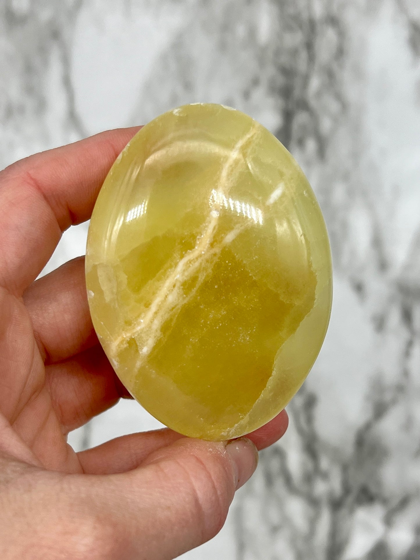 Lemon Calcite Palm Stone