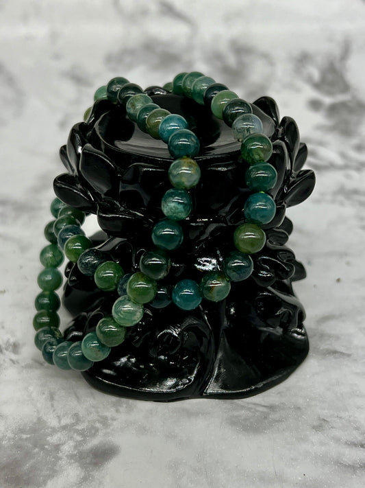 Moss Agate 6mm Bracelet