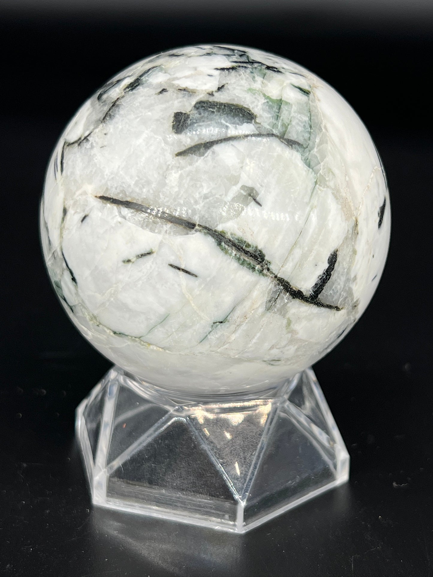 Black Tourmaline with Albite Sphere