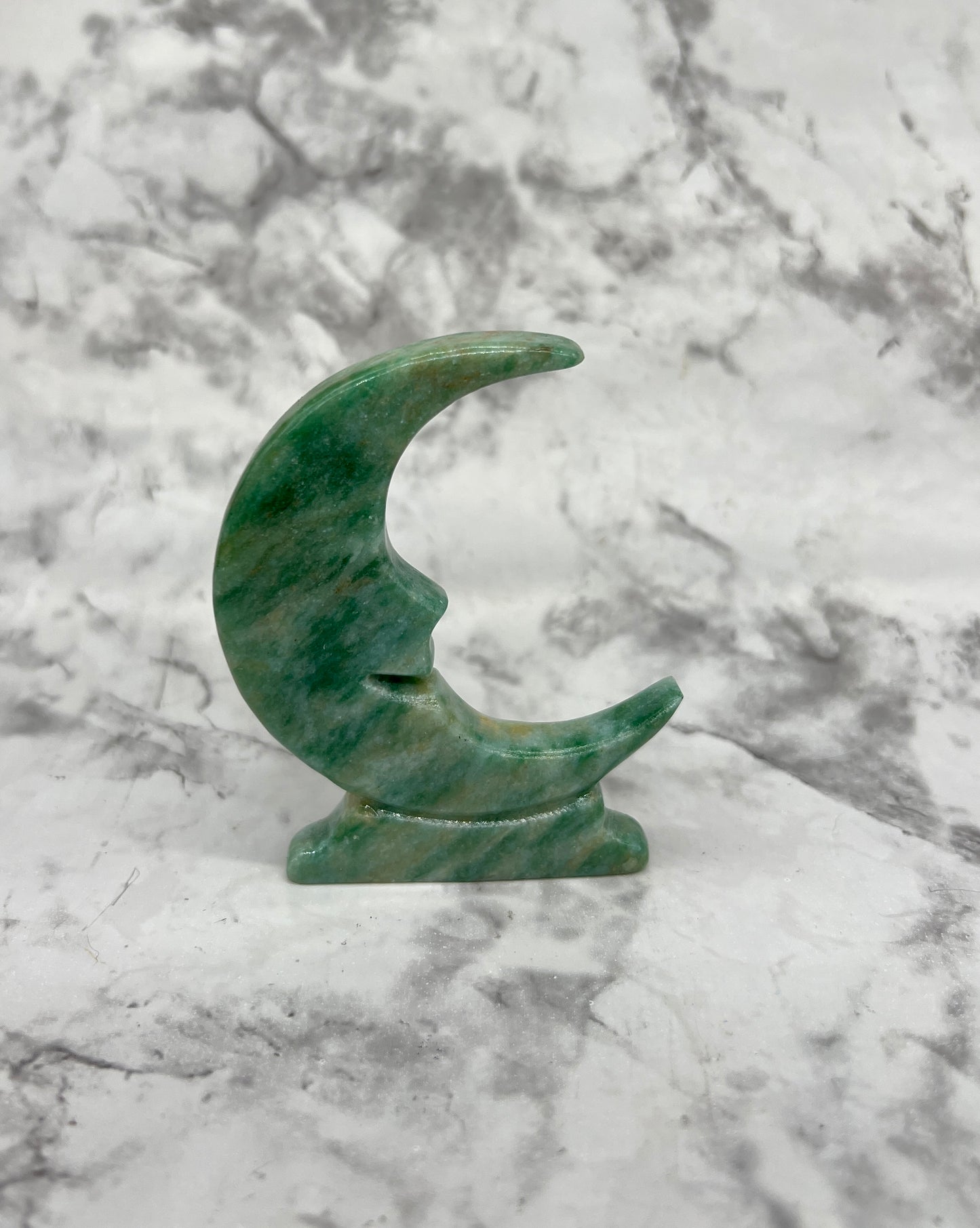 Aventurine Moon Carving