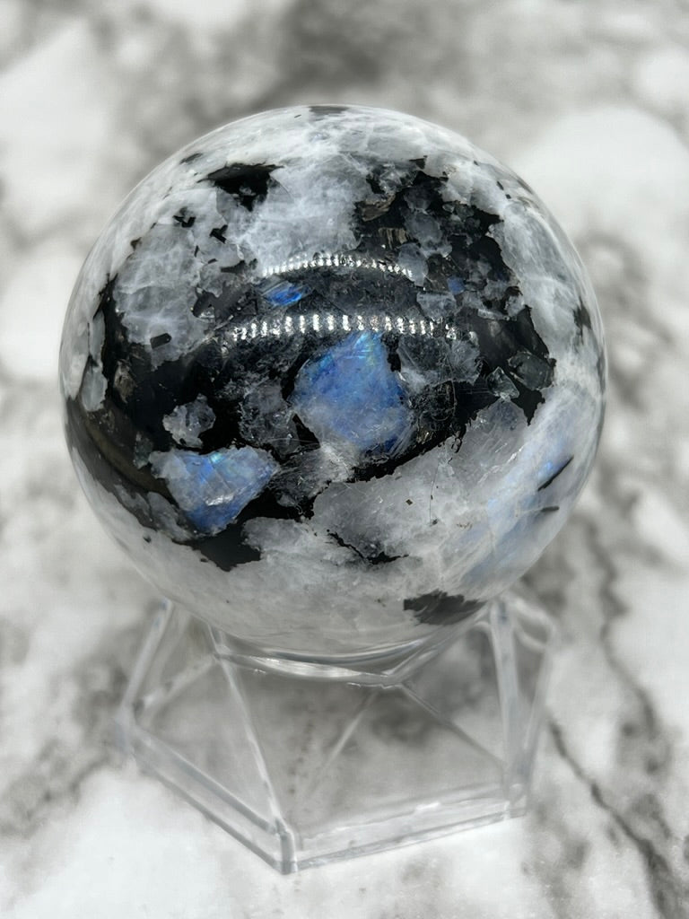 Rainbow / Blue Flash Moonstone Sphere