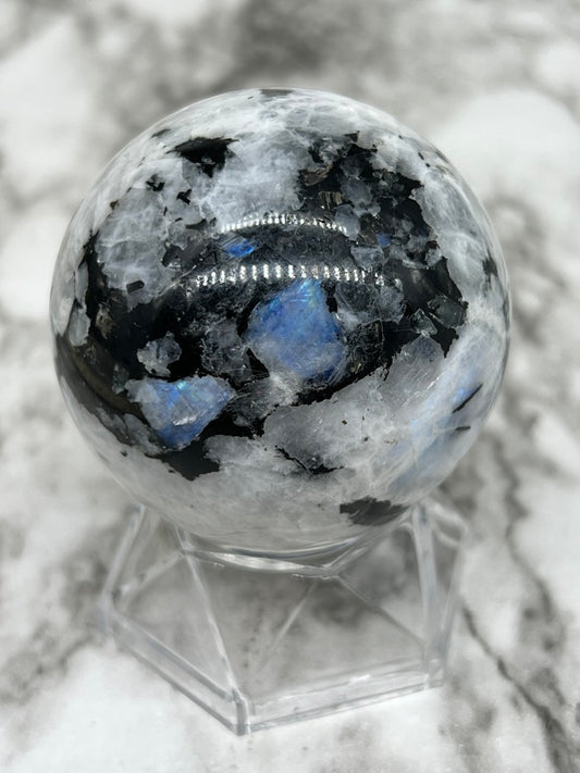 Rainbow / Blue Flash Moonstone Sphere